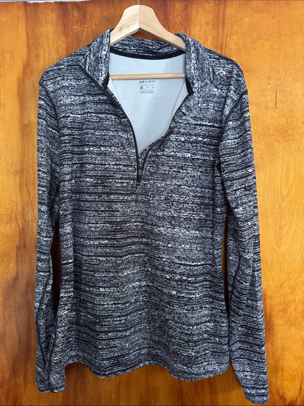 Nike Black & Gray Striped Dri-FIT Quarter Zip Top
